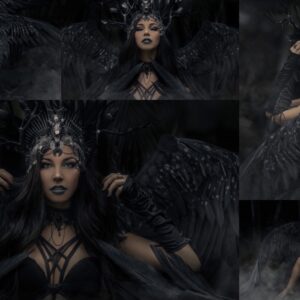lady with wings in a fantasy photo with dark soultry edits
